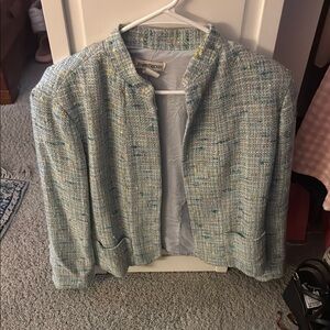 Chic Tweed Jacket in Blue and Yellow